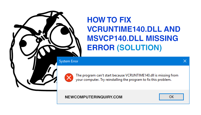 How To Fix VCRUNTIME140.dll and MSVCP140.dll missing error